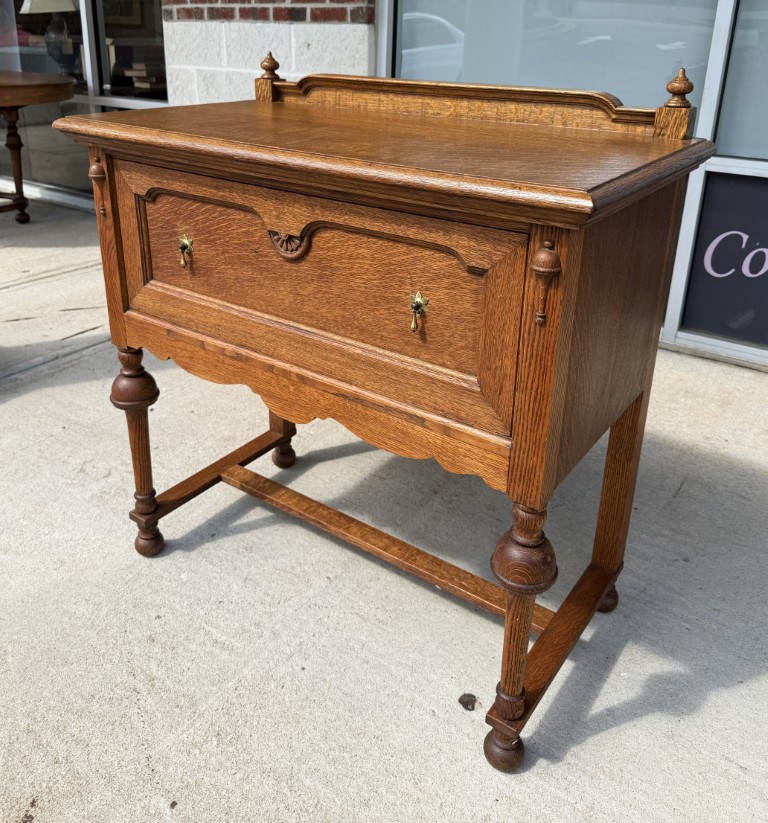 Refinished Antique Oak Server & Turned Legs Refinished Antique Oak Server & Turned Legs