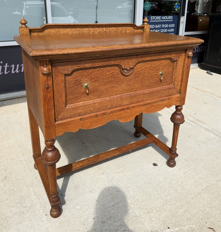 Refinished Antique Oak Server & Turned Legs Refinished Antique Oak Server & Turned Legs