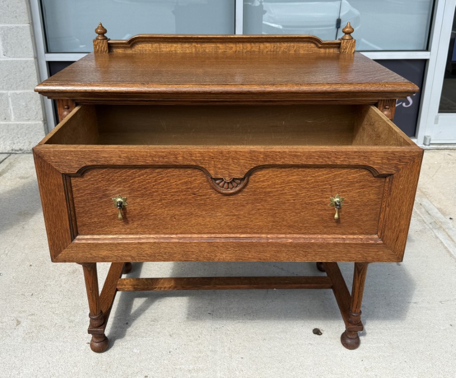 Refinished Antique Oak Server & Turned Legs Refinished Antique Oak Server & Turned Legs