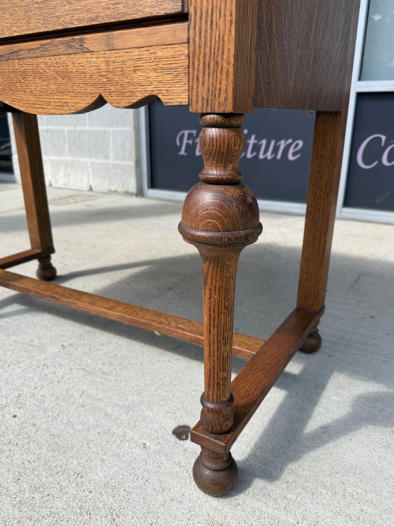 Refinished Antique Oak Server & Turned Legs Refinished Antique Oak Server & Turned Legs