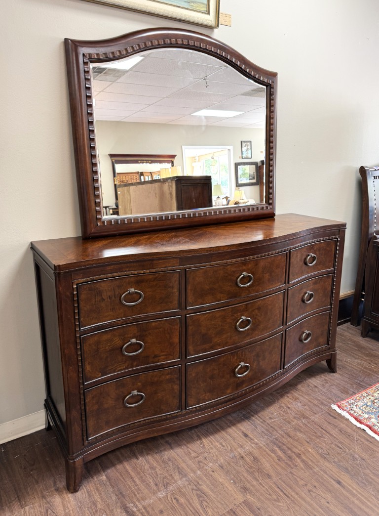 Universal Furniture Transitional Burled-Finish Dresser with Mirror Universal Furniture Transitional Burled-Finish Dresser with Mirror