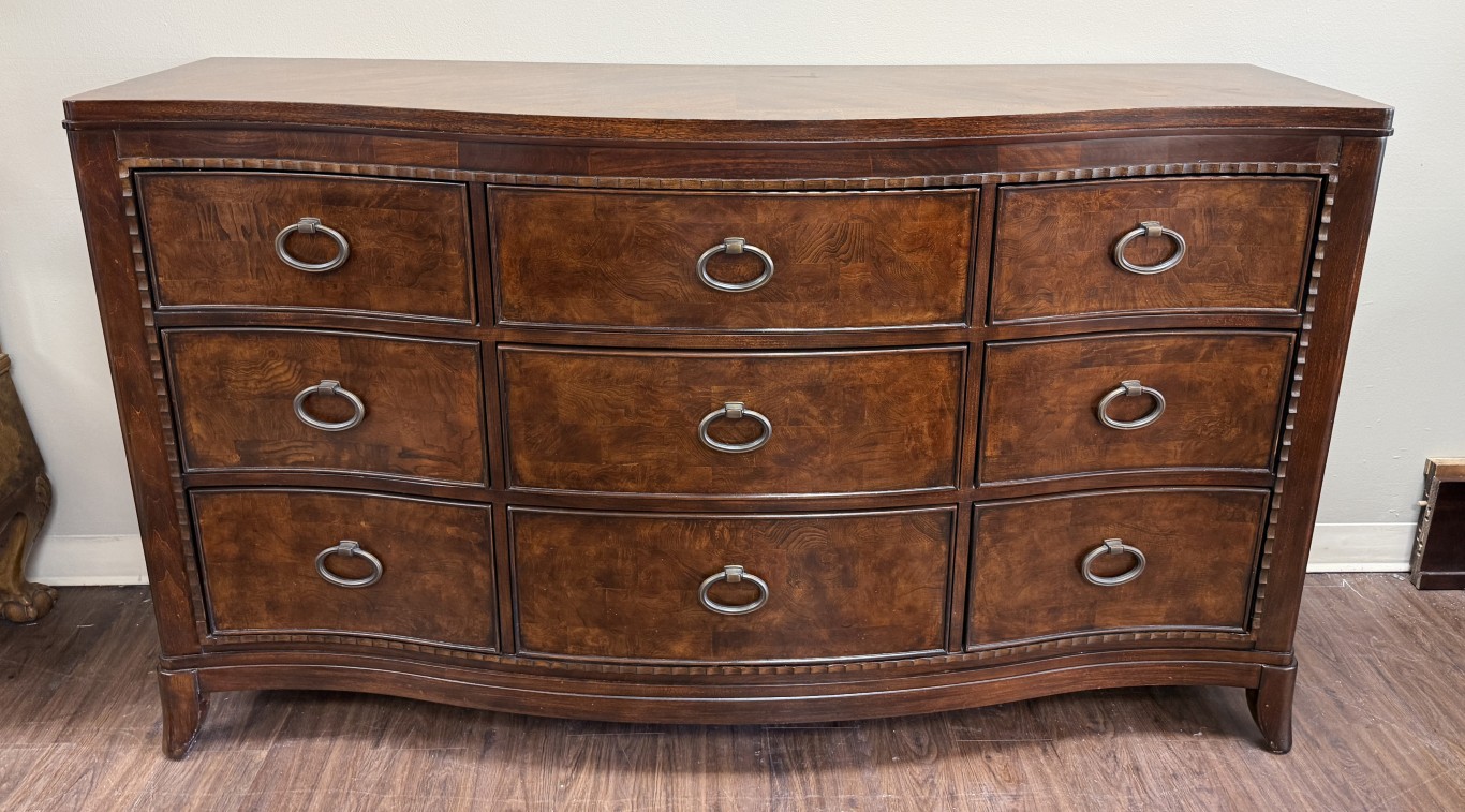 Universal Furniture Transitional Burled-Finish Dresser with Mirror Universal Furniture Transitional Burled-Finish Dresser with Mirror