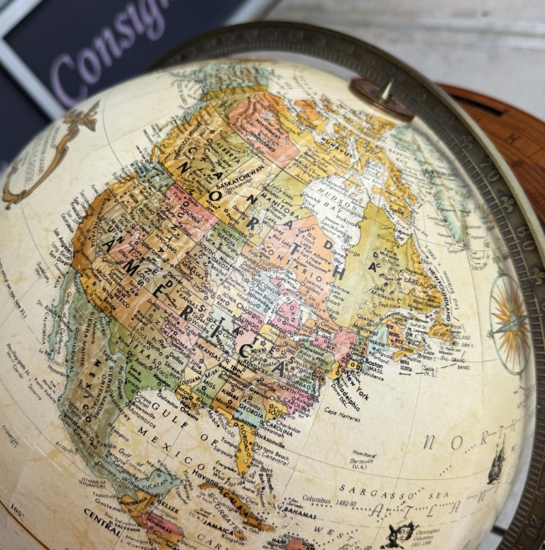 Replogle Santa Fe 16" World Floor Globe with Wood Horizon Ring Model #27812 Replogle Santa Fe 16" World Floor Globe with Wood Horizon Ring Model #27812