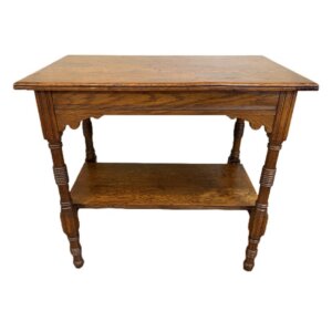 Antique Eastlake Style Two Tier Oak Table