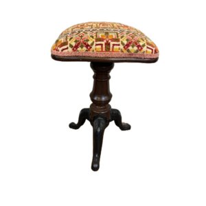 Antique Revolving Piano Bench/Stool Reupholstered and Refinished