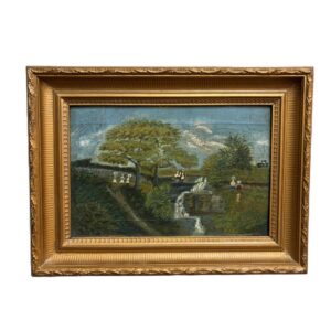 19th Century Signed Oil on Canvas European Folk Painting