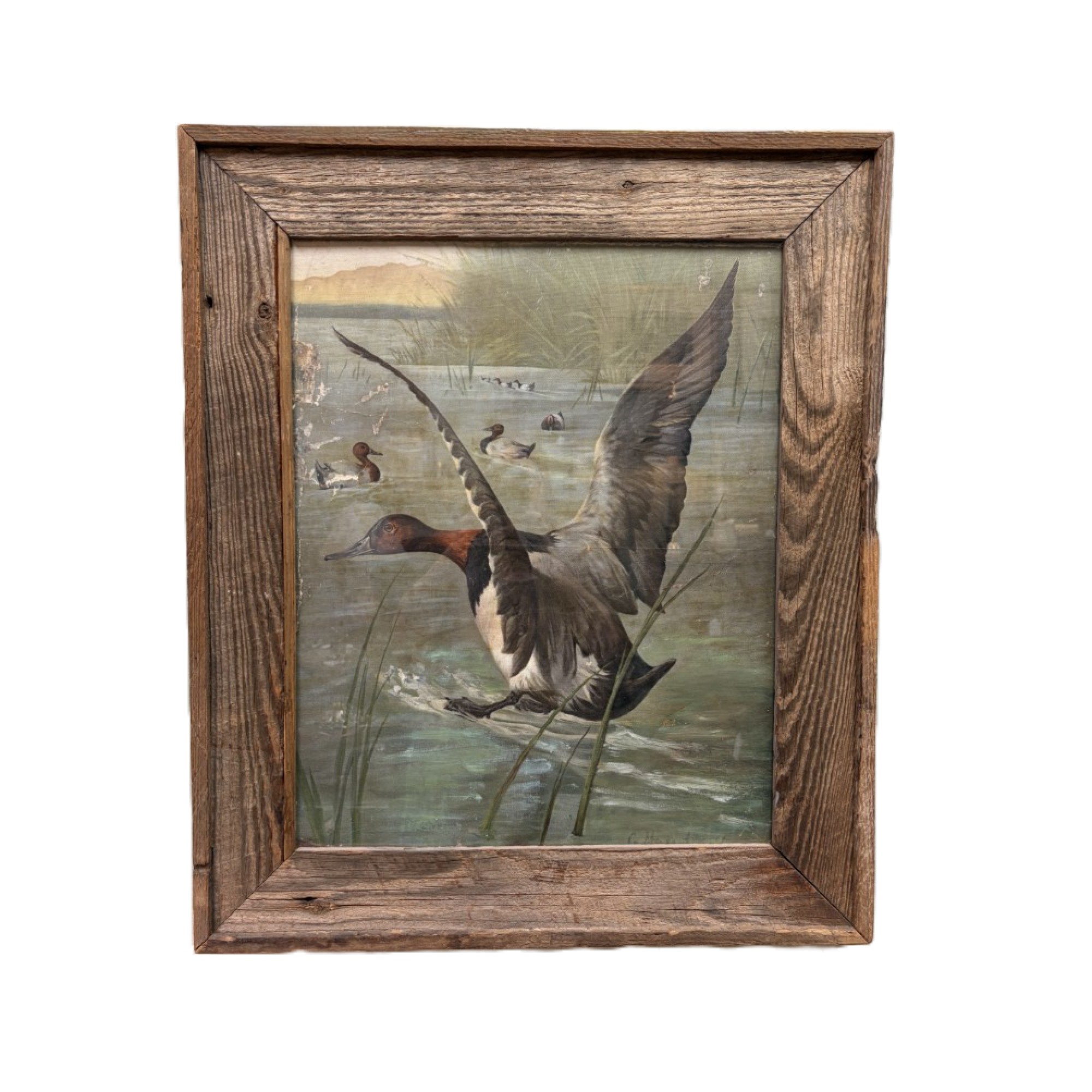 Antique Original Signed Oil on Canvas Painting of Ducks Antique Original Signed Oil on Canvas Painting of Ducks