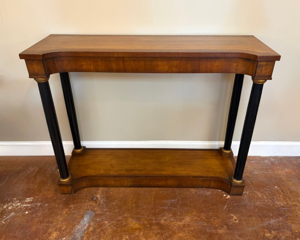 Drexel Banded Satinwood Neoclassical Console Table Drexel Banded Satinwood Neoclassical Console Table