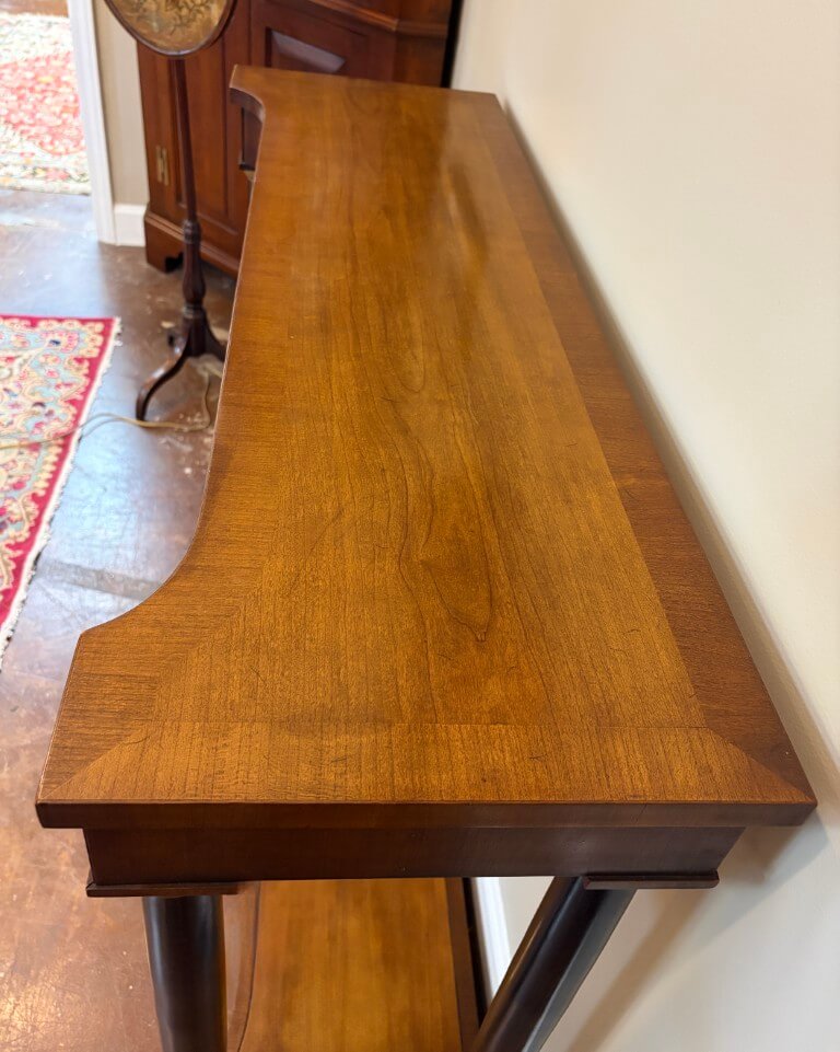 Drexel Banded Satinwood Neoclassical Console Table Drexel Banded Satinwood Neoclassical Console Table