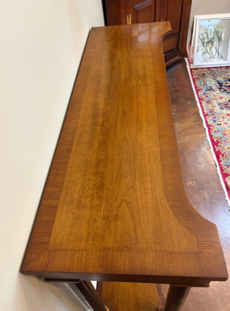 Drexel Banded Satinwood Neoclassical Console Table Drexel Banded Satinwood Neoclassical Console Table