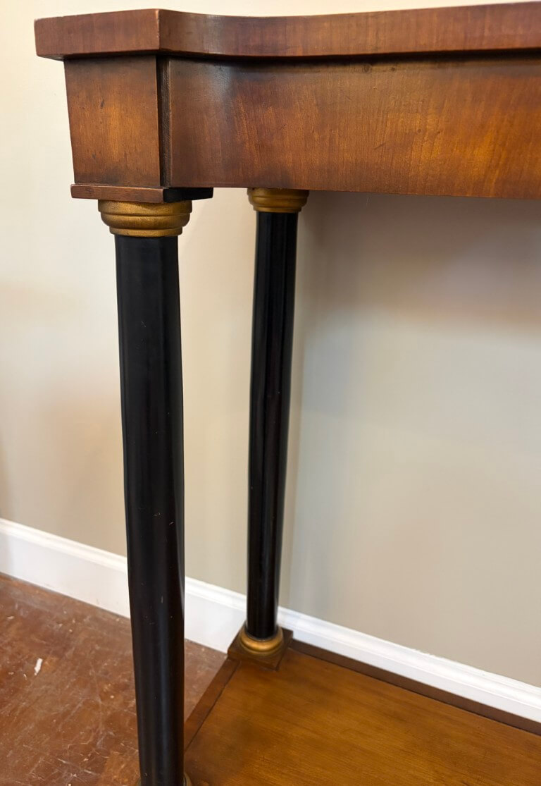 Drexel Banded Satinwood Neoclassical Console Table Drexel Banded Satinwood Neoclassical Console Table