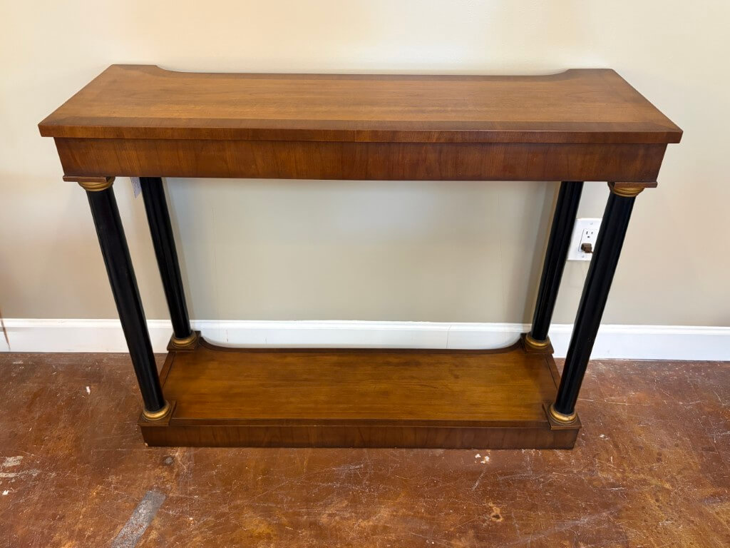 Drexel Banded Satinwood Neoclassical Console Table Drexel Banded Satinwood Neoclassical Console Table