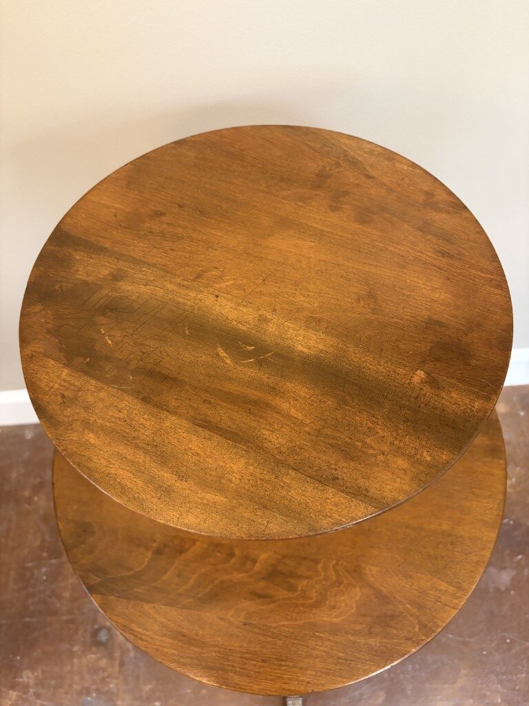 Walnut Two Tier Round Side Table/Dumbwaiter/Plant Stand Walnut Two Tier Round Side Table/Dumbwaiter/Plant Stand