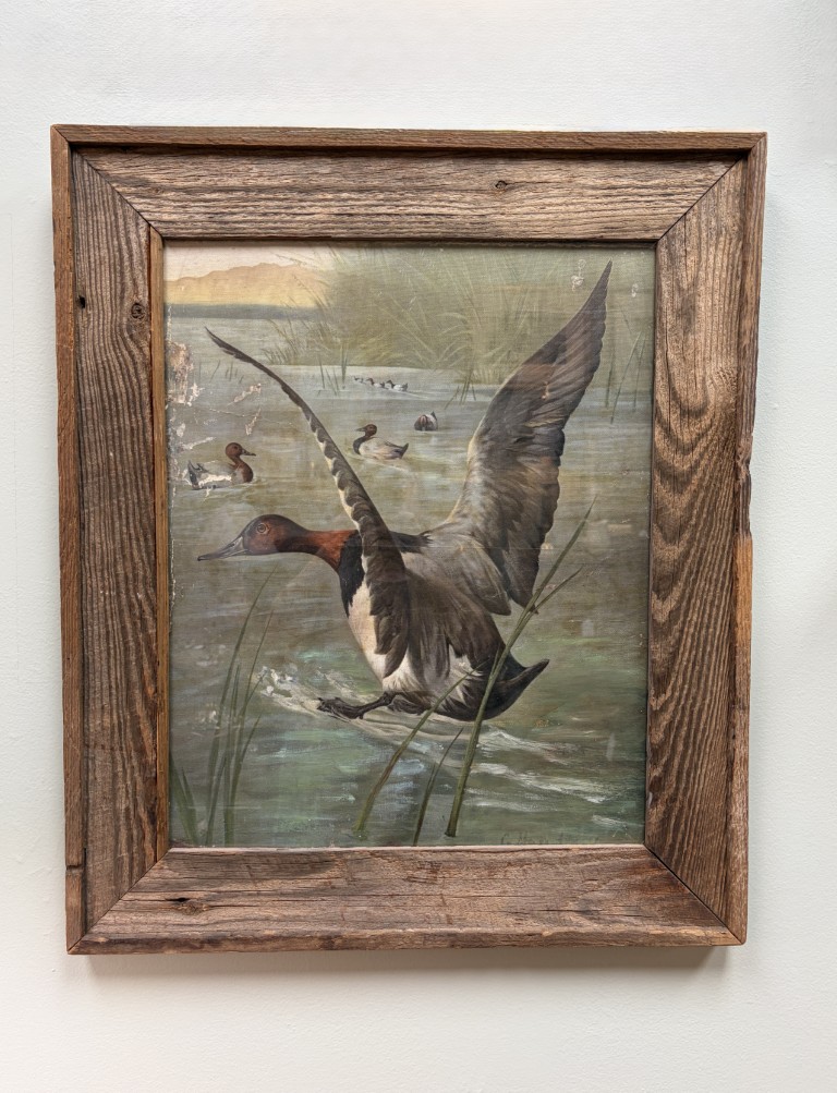 Antique Original Signed Oil on Canvas Painting of Ducks Antique Original Signed Oil on Canvas Painting of Ducks