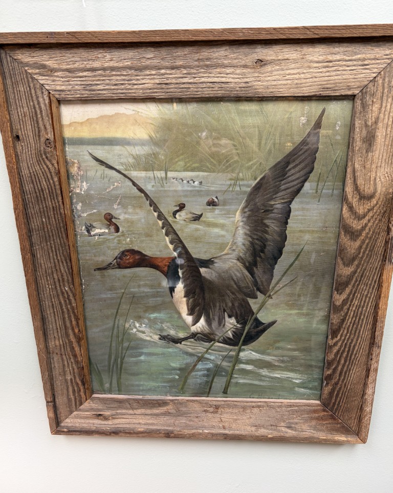 Antique Original Signed Oil on Canvas Painting of Ducks Antique Original Signed Oil on Canvas Painting of Ducks