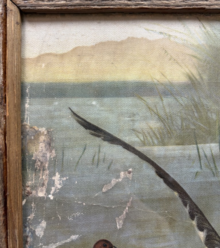 Antique Original Signed Oil on Canvas Painting of Ducks Antique Original Signed Oil on Canvas Painting of Ducks