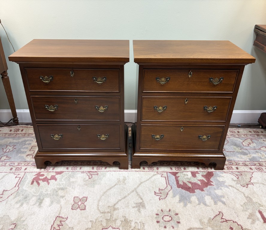 Pair of (Unsigned) Craftique Three Drawer Nightstands Pair of (Unsigned) Craftique Three Drawer Nightstands