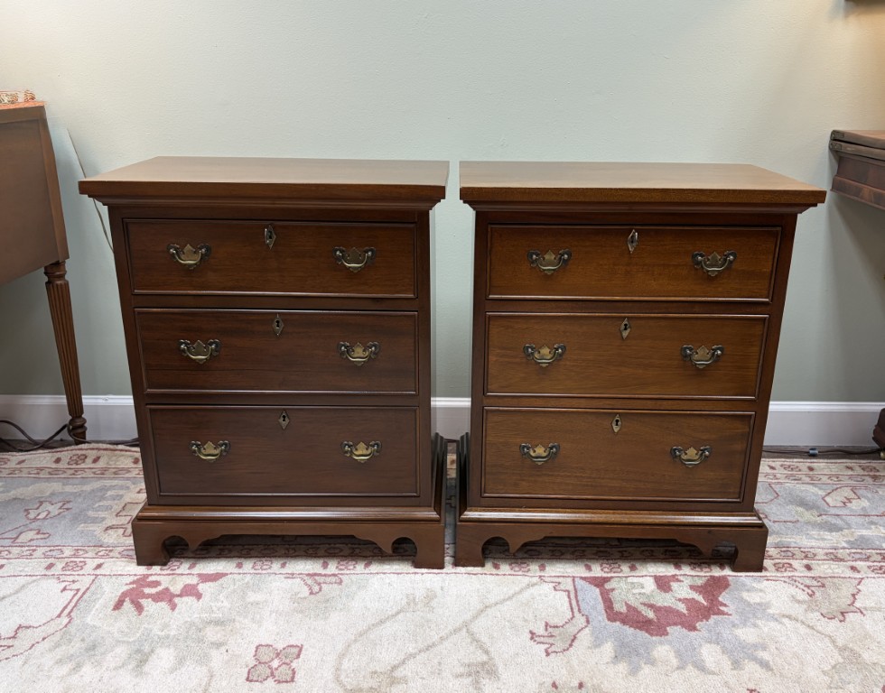 Pair of (Unsigned) Craftique Three Drawer Nightstands Pair of (Unsigned) Craftique Three Drawer Nightstands