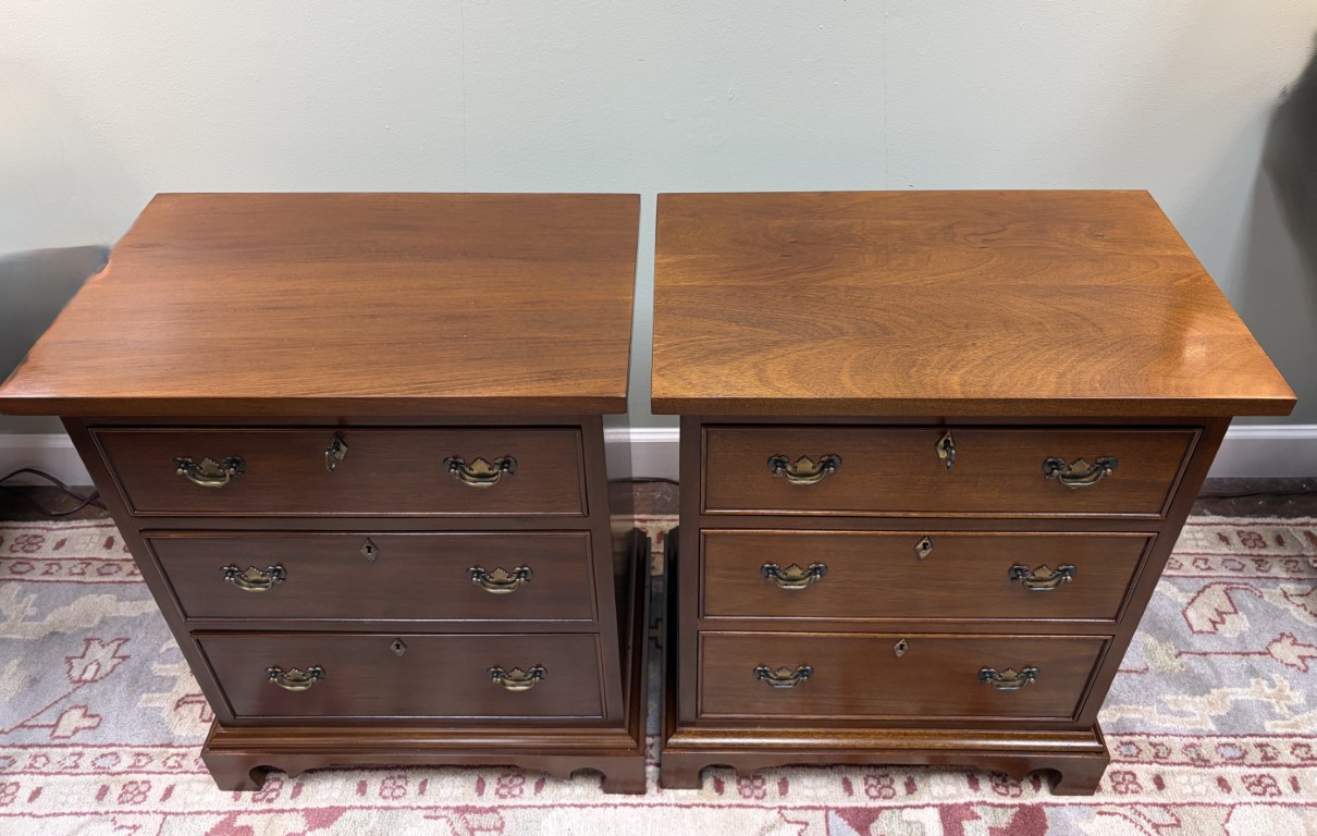 Pair of (Unsigned) Craftique Three Drawer Nightstands Pair of (Unsigned) Craftique Three Drawer Nightstands
