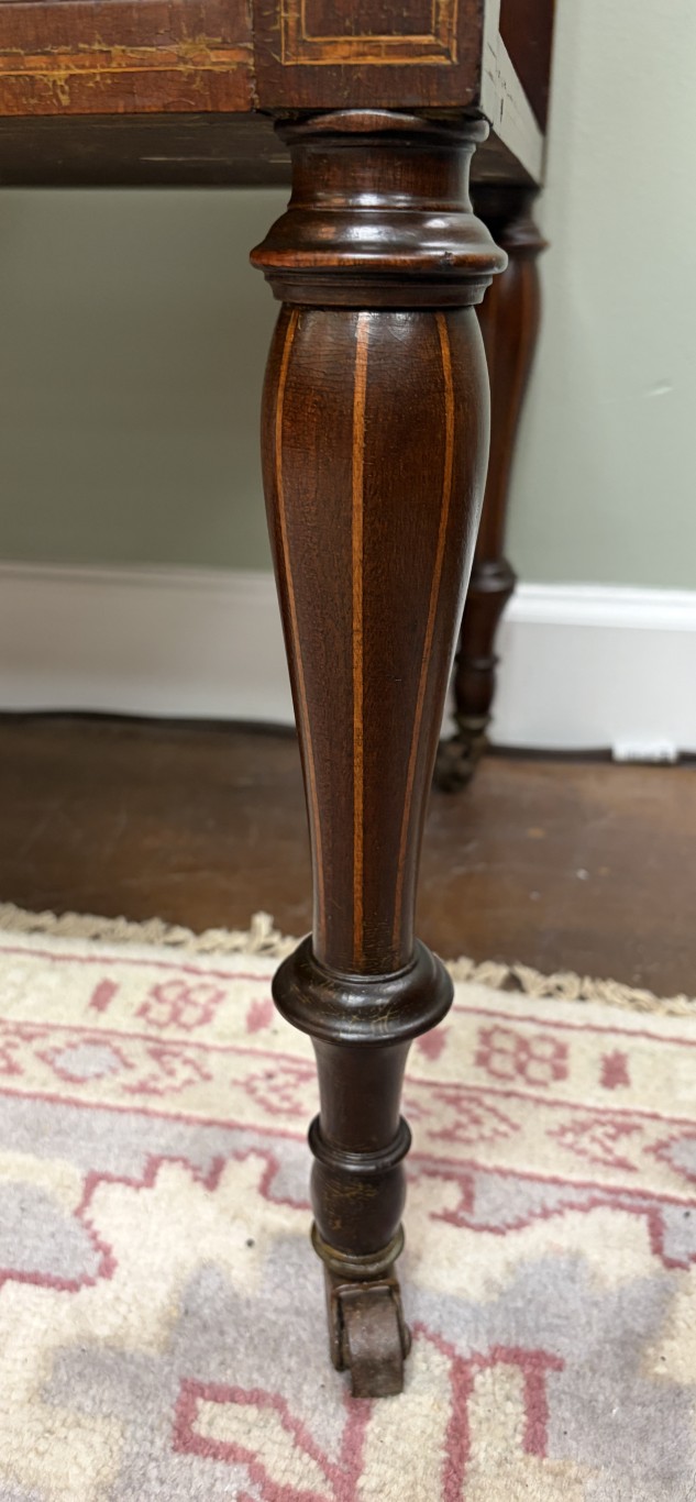 Adams Style Two Drawer Bow Front Mahogany Server with Inlay Adams Style Two Drawer Bow Front Mahogany Server with Inlay