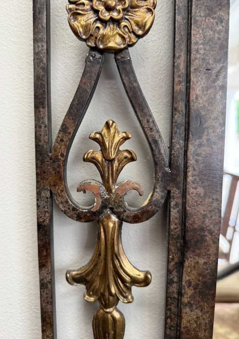 La Barge Large Gilt Bronze & Scrolled Wrought Iron Wall Mirror La Barge Large Gilt Bronze & Scrolled Wrought Iron Wall Mirror