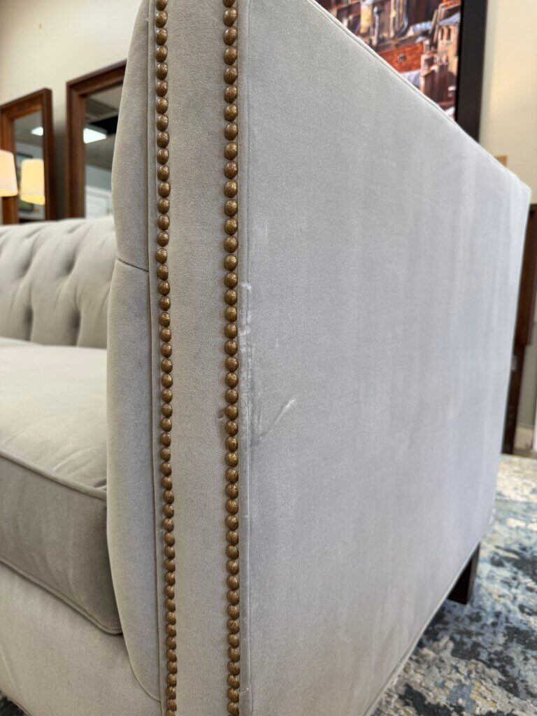 Stickley Greige Upholstered and Tufted Draper Sofa Stickley Greige Upholstered and Tufted Draper Sofa