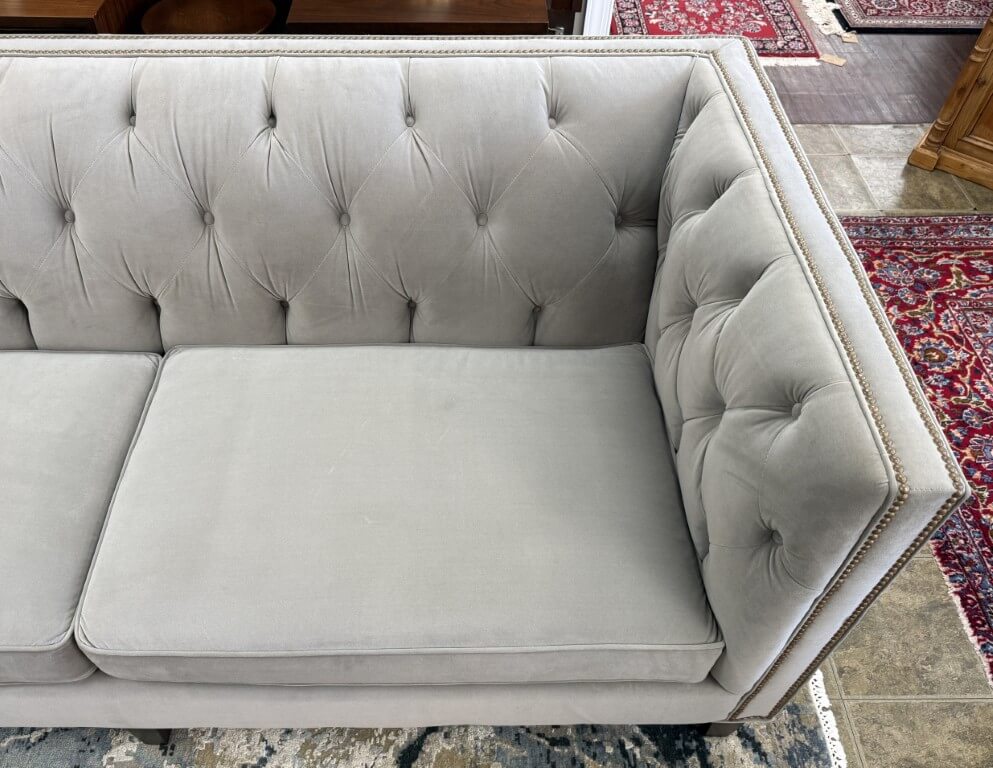 Stickley Greige Upholstered and Tufted Draper Sofa Stickley Greige Upholstered and Tufted Draper Sofa