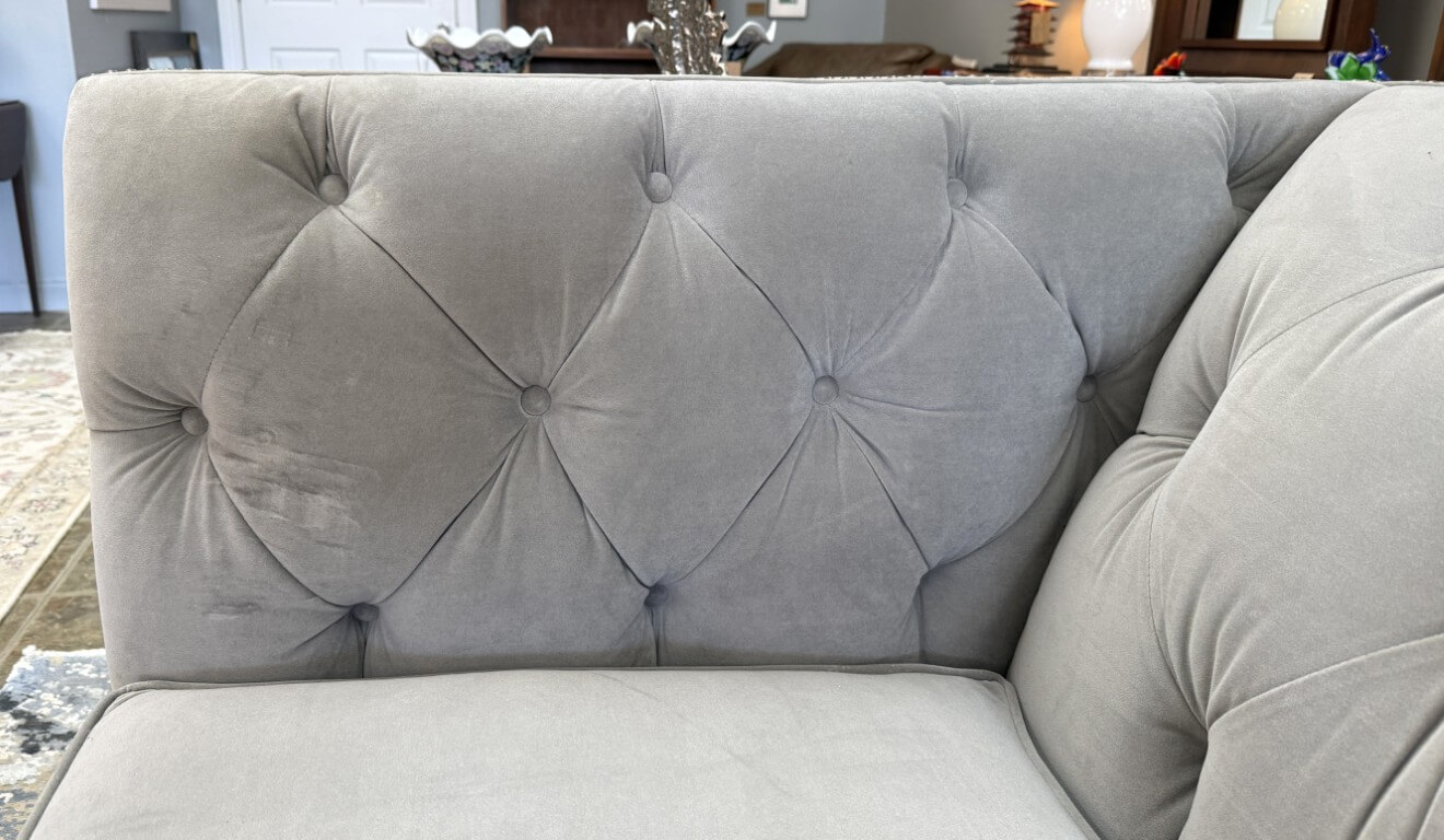 Stickley Greige Upholstered and Tufted Draper Sofa Stickley Greige Upholstered and Tufted Draper Sofa