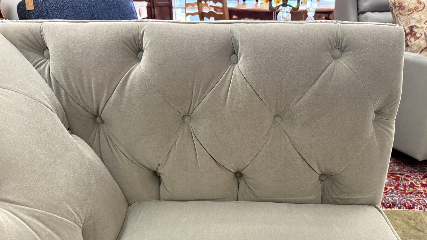 Stickley Greige Upholstered and Tufted Draper Sofa Stickley Greige Upholstered and Tufted Draper Sofa