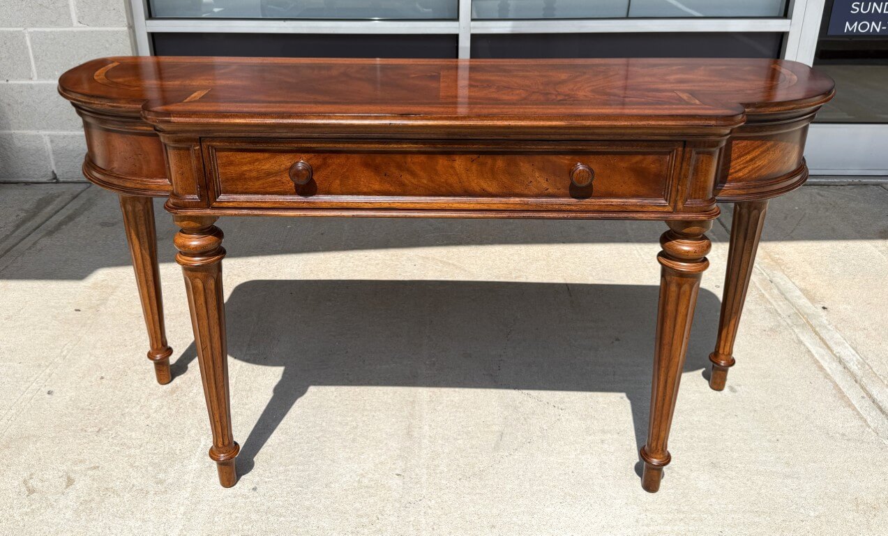 Banded Top Foyer Table with One Drawer and Fluted Legs Banded Top Foyer Table with One Drawer and Fluted Legs