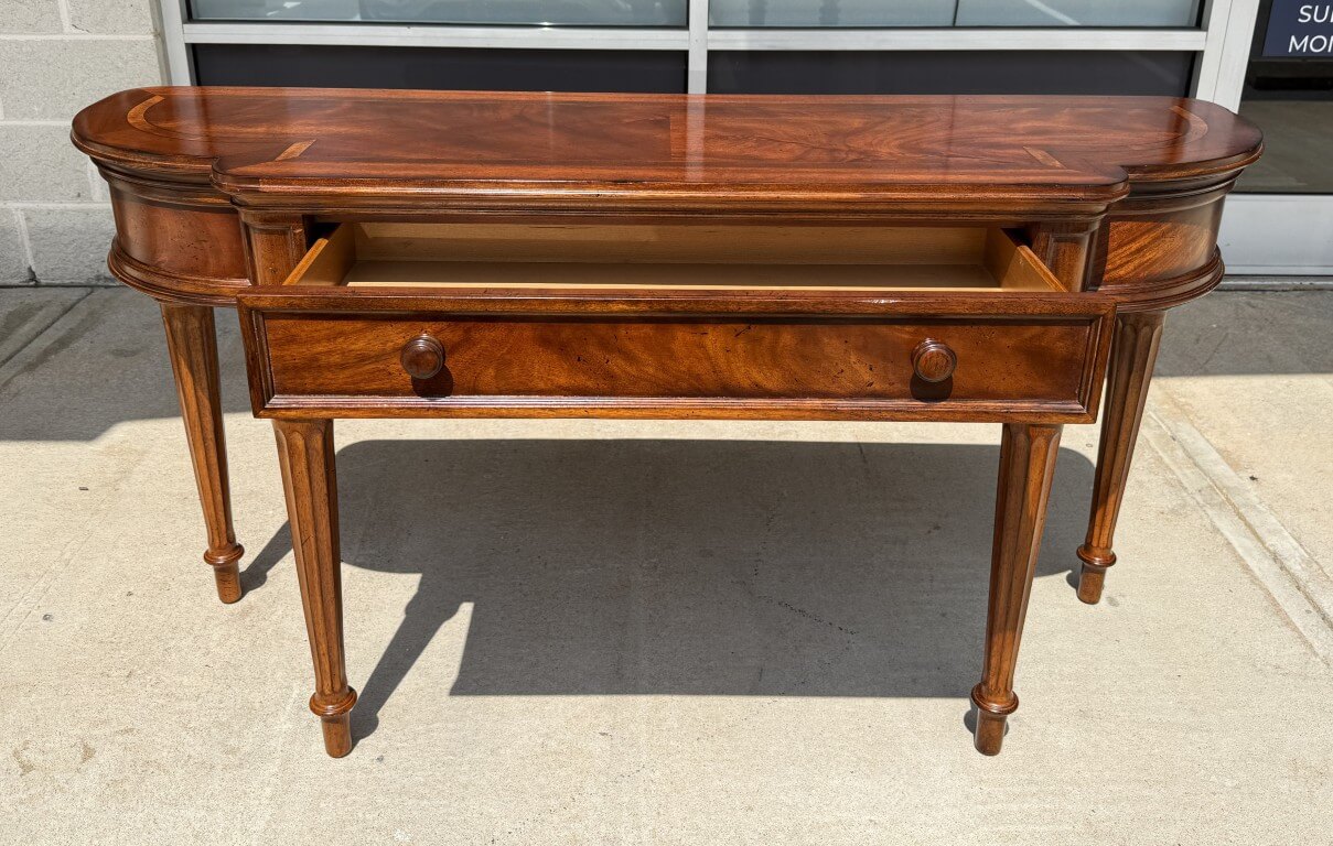 Banded Top Foyer Table with One Drawer and Fluted Legs Banded Top Foyer Table with One Drawer and Fluted Legs