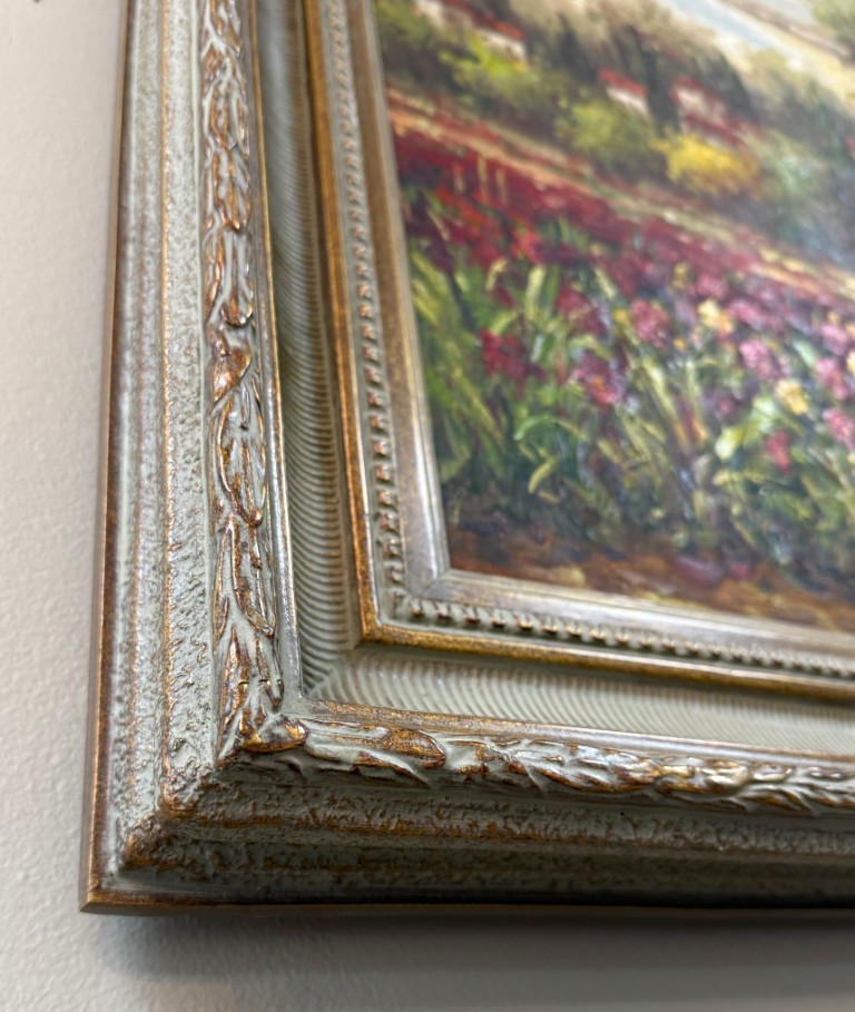 Original Oil on Canvas of Poppy Field by Coastal Village Original Oil on Canvas of Poppy Field by Coastal Village