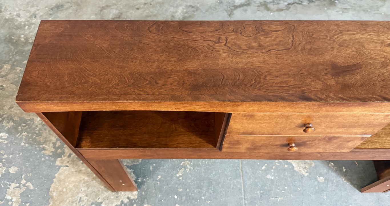 Full Size Cherry Bookcase Headboard with Drawers & Cubbies Full Size Cherry Bookcase Headboard with Drawers & Cubbies