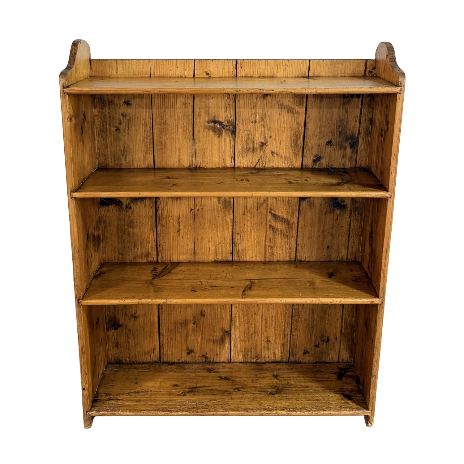 Antique Rustic Pine Open Bookcase with Plank Back Antique Rustic Pine Open Bookcase with Plank Back