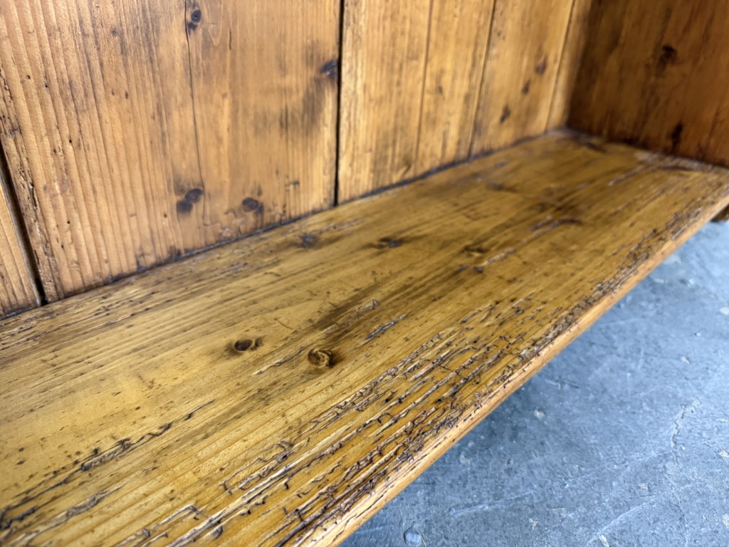 Antique Rustic Pine Open Bookcase with Plank Back Antique Rustic Pine Open Bookcase with Plank Back