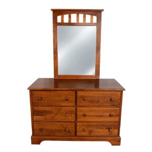Cherry Six-Drawer Dresser with Arched Mirror