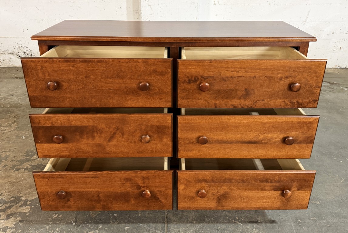 Cherry Six-Drawer Dresser with Arched Mirror Cherry Six-Drawer Dresser with Arched Mirror