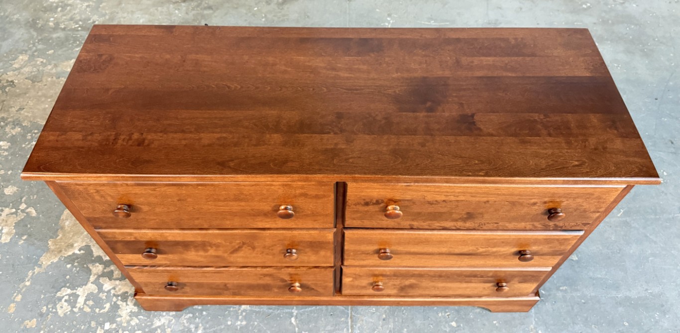Cherry Six-Drawer Dresser with Arched Mirror Cherry Six-Drawer Dresser with Arched Mirror
