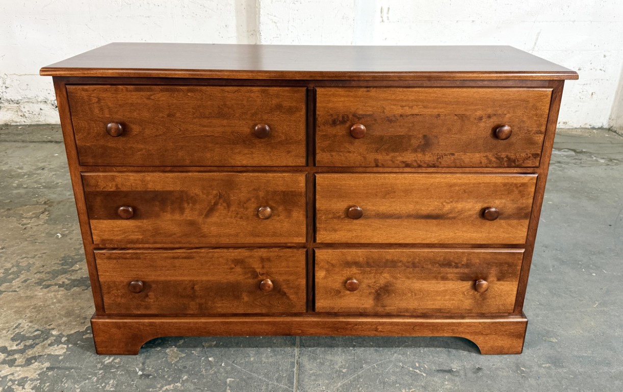 Cherry Six-Drawer Dresser with Arched Mirror Cherry Six-Drawer Dresser with Arched Mirror