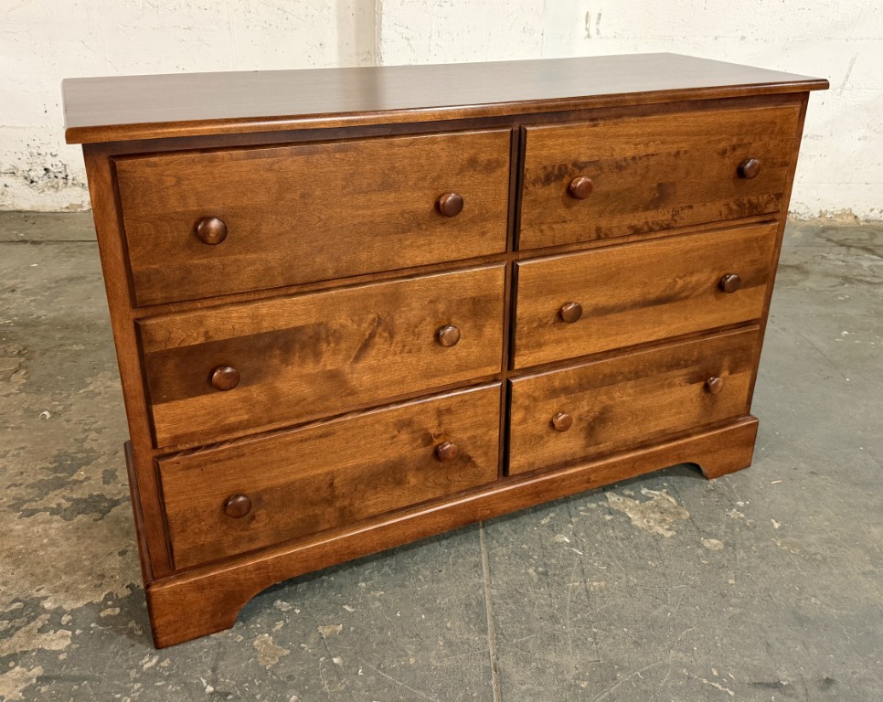 Cherry Six-Drawer Dresser with Arched Mirror Cherry Six-Drawer Dresser with Arched Mirror