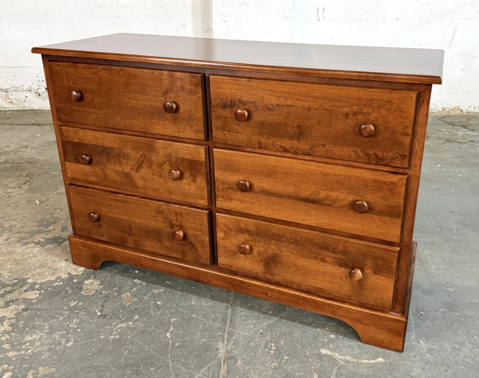 Cherry Six-Drawer Dresser with Arched Mirror Cherry Six-Drawer Dresser with Arched Mirror