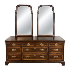 Drexel 18th Century Collection Banded Dresser with Dual Mirrors
