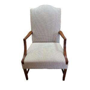 Mahogany Armchair in Blue Checked Fabric