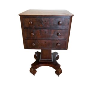 19th Century Mahogany Empire Style Three Drawer Stand/Nightstand