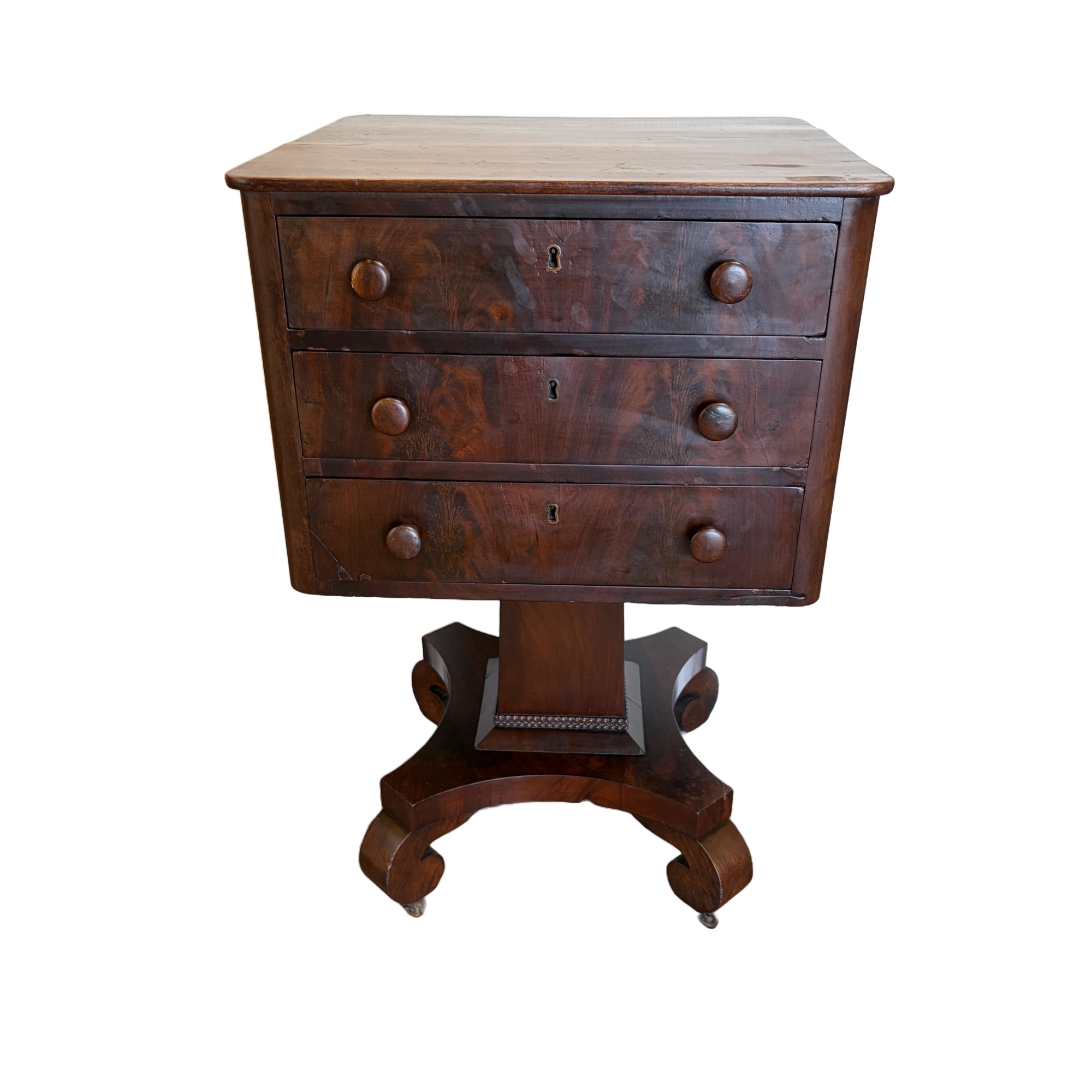 19th Century Mahogany Empire Style Three Drawer Stand/Nightstand 19th Century Mahogany Empire Style Three Drawer Stand/Nightstand
