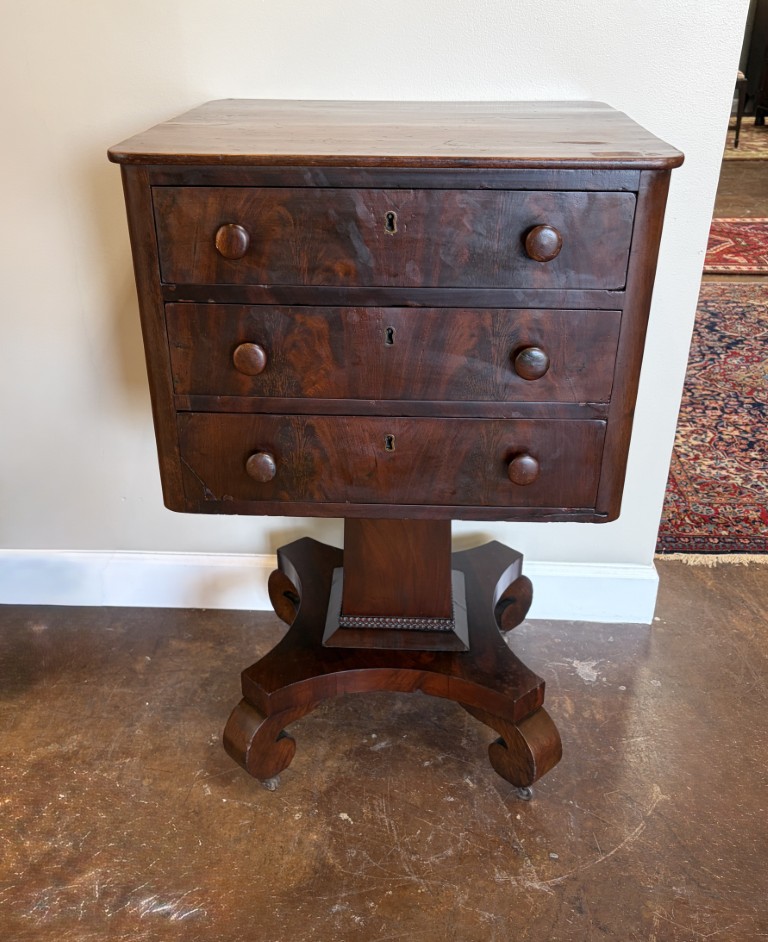 19th Century Mahogany Empire Style Three Drawer Stand/Nightstand 19th Century Mahogany Empire Style Three Drawer Stand/Nightstand