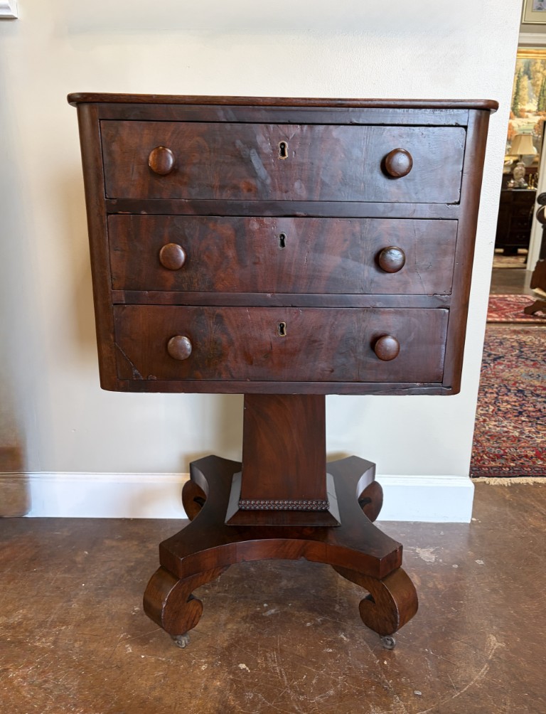 19th Century Mahogany Empire Style Three Drawer Stand/Nightstand 19th Century Mahogany Empire Style Three Drawer Stand/Nightstand