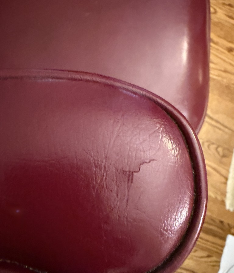 Vintage Red Leather and Mahogany Adjustable Swivel Desk Chair Vintage Red Leather and Mahogany Adjustable Swivel Desk Chair