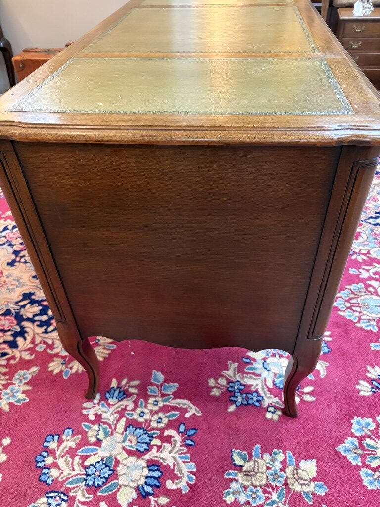 Vintage French Provencial Cherry Desk with Green Leather Top by Townsend Vintage French Provencial Cherry Desk with Green Leather Top by Townsend