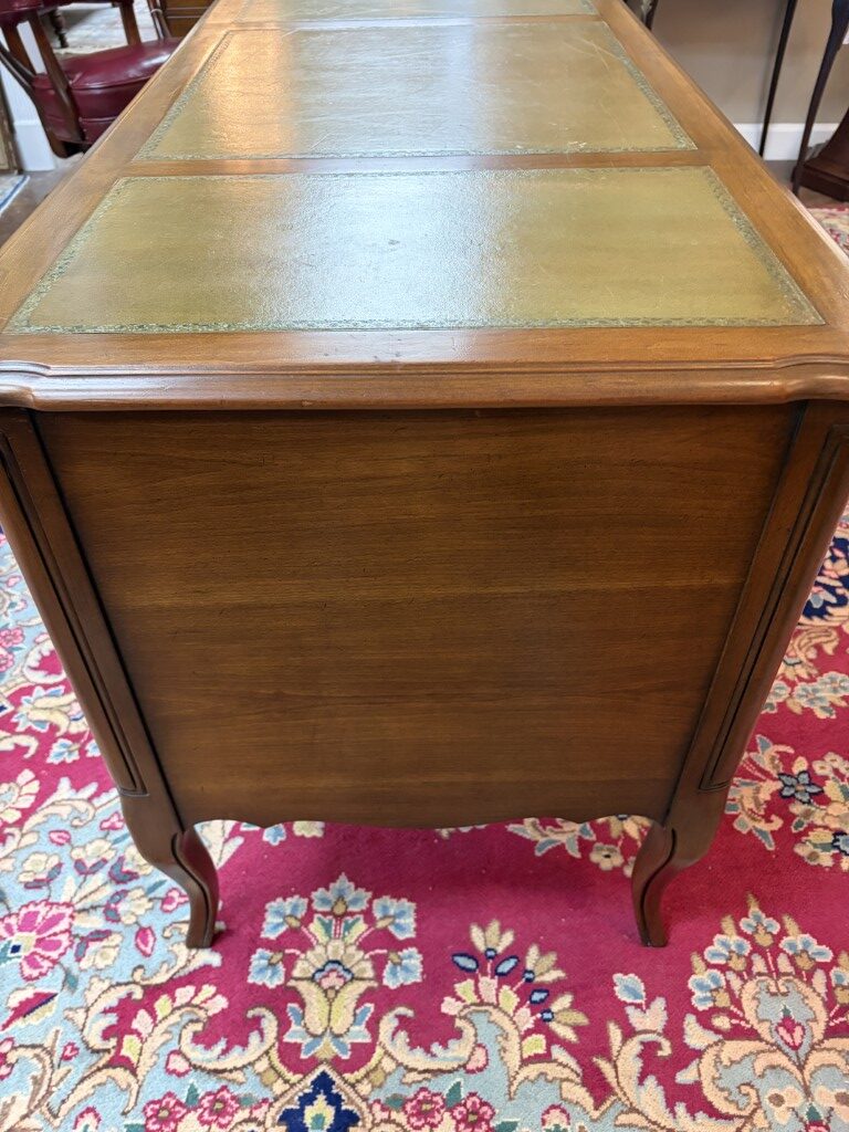 Vintage French Provencial Cherry Desk with Green Leather Top by Townsend Vintage French Provencial Cherry Desk with Green Leather Top by Townsend